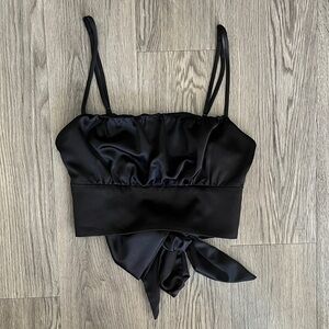 Satin Tie-Back Crop Cami Top